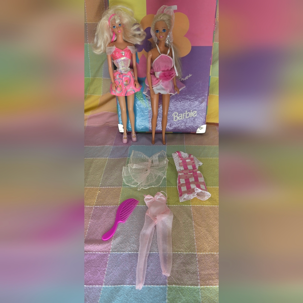 Vintage Barbie Doll Duo with Outfits & Accessories